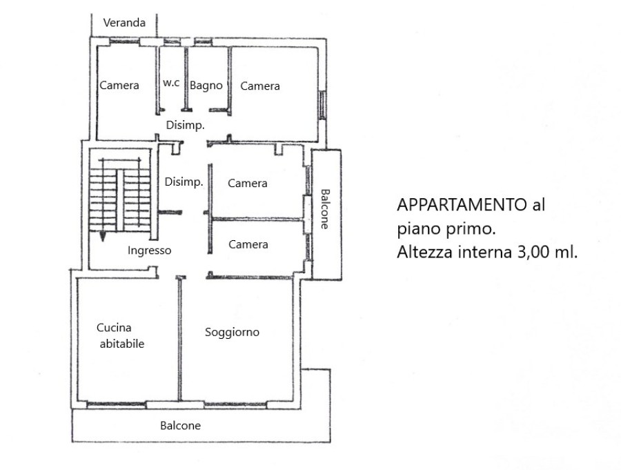 Planimetria di Porzione di bifamiliare con grande appartamento, pertinenze e garage a 500 m dal mare