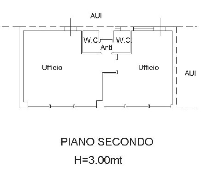 Planimetria di Ufficio luminoso di 91 m² con garage e due posti auto in contesto direzionale